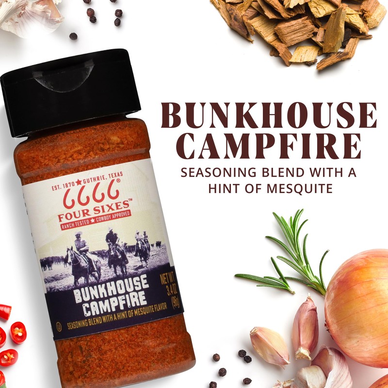 6666 Four Sixes Bunkhouse Campfire Seasoning, 6 Ounce (Pack of