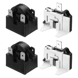 MECCANIXITY 2 Set PTC Refrigerator Starter Relay 22 Ohm 4 Pin and 1/2HP Freezer Overload Protector for Fridge Cooler Compressor