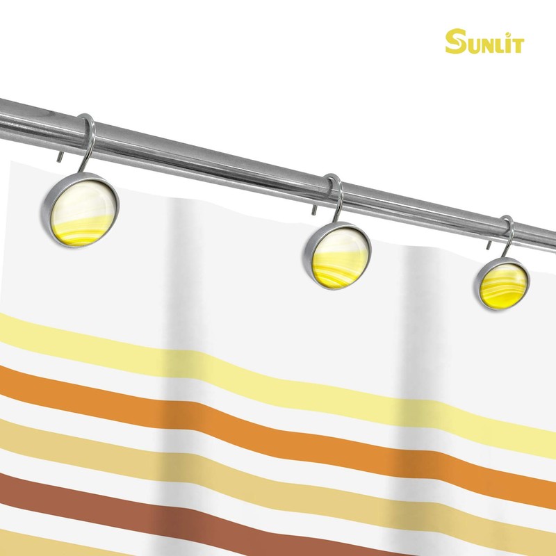 Sunlit Round Crystal Glass Decorative Shower Curtain Hooks, Rust Proof