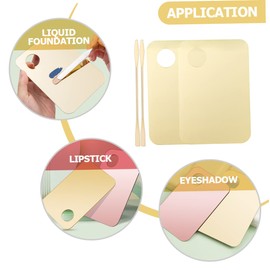 IWOWHERO 2 Set Acrylic Cosmetic Mixing Palette with Spatula Portable Foundation Mixing Tray for Makeup Artists Lightweight Tool for Blending Liquid Foundation Lipstick Eyeshadow and Nail