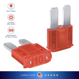 CARAX Glow Fuse – Premium Fuse Micro 2 Blade APT/ATR – 10A Kit 1 pcs – Glow When Blown LED Automotive Fuse – Smart Auto Glow Fuse Easy Identification – 1 pcs