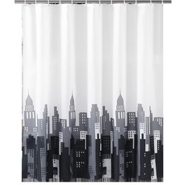 Lkw Ogechi White Shower Curtain 200 CM Drop Tower Pattern, Wet Room Extra Wide 300 CM Shower Curtain, Heavy Duty Waterproof Mildew Proof Polyester Fabric Bathroom Curtains (200x200cm)