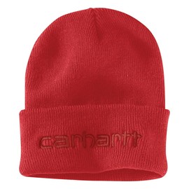 Carhartt Men's Knit Insulated Logo Graphic Cuffed Beanie, Red Barn
