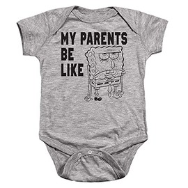 Popfunk Spongebob My Parents Be Like Unisex Infant Snap Suit for Baby, 18 Months, Athletic Heather