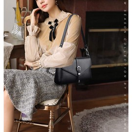 Coolives Women's PU Leather Shoulder Bag Small Shoulder Bag Elegant Handbag Bag for Women Disposable, black, Shopper
