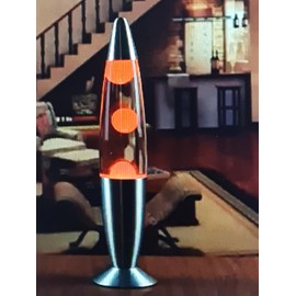 Led Lava Lamp - Orange - Glass Bottle Aluminum Base, Decorate Your Home & Office with Your Quick-Start Colorful Glitter, Round Base Table Light, Cool Lava Lamp for Kids & Adults