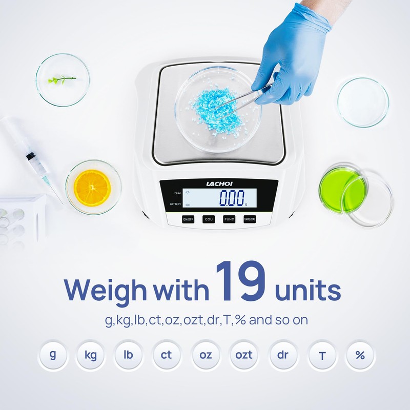 LACHOI Lab Scale 0.01gx2000g Precision Scale Analytical Balance 0.01g Accuracy