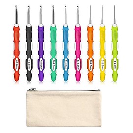 9 Pieces Crochet Hooks Ergonomic Crochet Hooks Set Crochet Hook Needles for Arthritic Hands with a Case