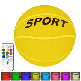 Eeutiwe Glow in The Dark Basketball Silicone Night Light for Kids, Rechargeable 5.9 Inch Ball Night Lamp 9 Colors Dimmable with Remote and Timer, Light Up Basketball Gifts for Boys 8-12 Girls Men