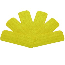 Washable Microfiber Mop Head (6 Pack) - Microfiber Replacement Mop Pads 16 x 5.5 Inches for Cleaning of Wet or Dry Floors - Professional Home/Office Cleaning Supplies, Yellow