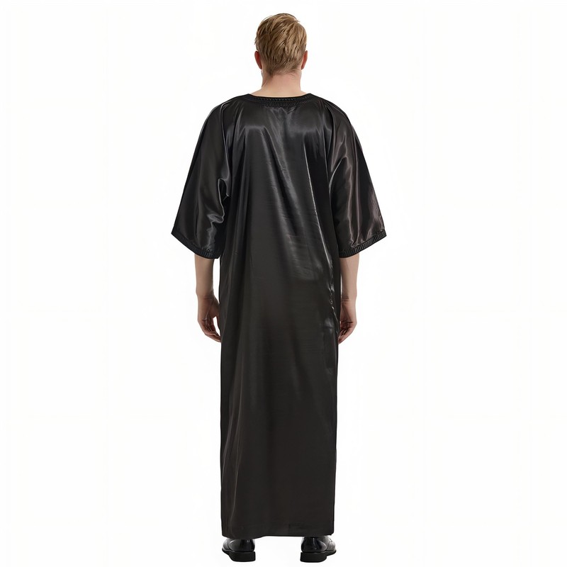 Musuly Men's Kaftan - Traditional Thobe Abaya Djellaba, black