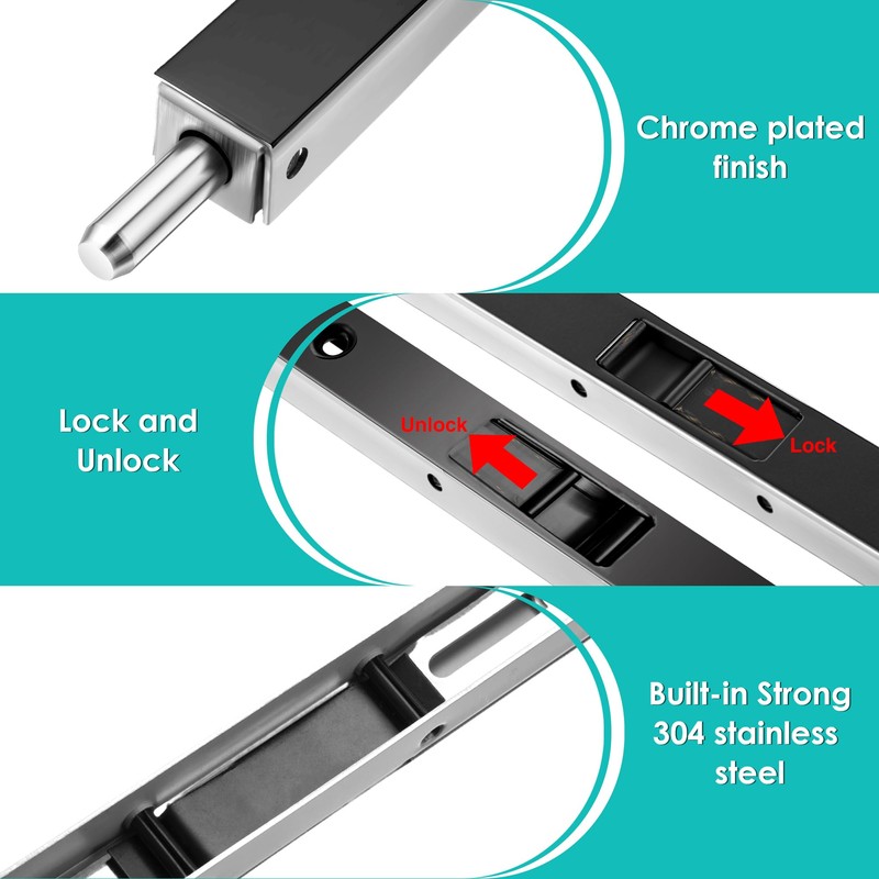 Ceoighe 2 Pack Flush Bolt for Double Door, 7 Inch