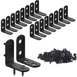 20Pcs Corner Bracket 40 × 40mm, Black Right Angle Bracket 90 Degree Carbon Steel L Bracket Corner Brace with 80 Screws Small Brackets L Shaped Bracket for Wood Furniture Fixation (Black 20pcs)