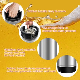 Julymoda 5 Gallon Ball Lock Keg, Stainless Steel Beer Keg with Rubber Handle, Corny Keg for Home Brew