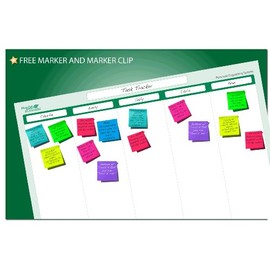 5 Column Dry/Wet Erasable Task Planner 19 in x 24 in - Great for using Sticky-Notes