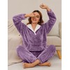 COZYPOIN Women's Fluffy Pajamas Set 2 Piece Soft Fleece Pjs