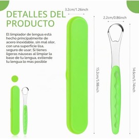Limpiador de Lengua con Estuche. Raspador de Lengua. Cepillo de lengua. Para la higiene oral y combatir el mal aliento. Limpiador de Lengua de para el