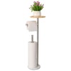 Toilet Paper Holder Stand with 7.9" Big Bamboo Tray, 2.2Lbs