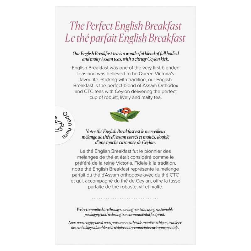 96° English Breakfast Tea - 20 Pyramid Tea Bags, Individually