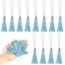 BEL AVENIR 45 pcs Mini Bookmark Tassels 3.75inch/9.5cm Silky Handmade Key Tassel with 2.15inch Cord Loop, DIY Craft Accessory,Tags (Blue, 45 pcs)…