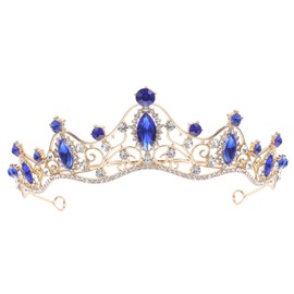 Healeved Baroque Crown Blue Wedding Tiara Birthday Crown Crown Headbands for Princess Decor Wedding Tiara Wedding Decorations for Ceremony Girl Tiara Tiaras Crown Zinc Alloy