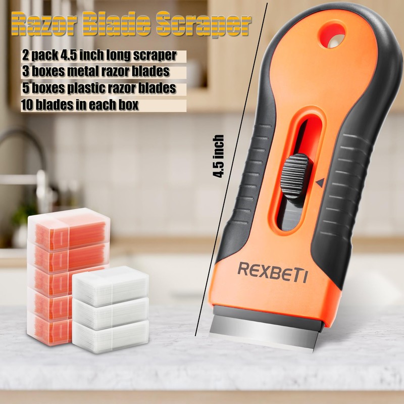 REXBETI Razor Blade Scraper Tool, 2 Pack Razor Scraper Set