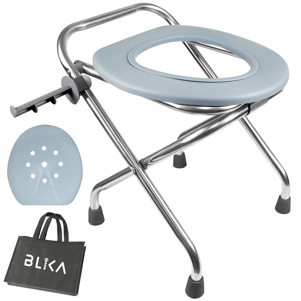 BLIKA Portable Toilet for Camping, 400LBS Stainless Steel Foldable Camp