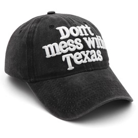 JUSOCC Don't Mess with Texas Flag Hats Washed Adjustable Baseball Cap (US, Alpha, Medium, Black)