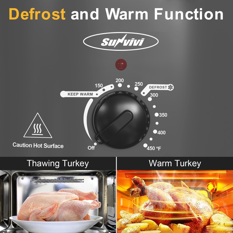 SUNVIVIPRO Slow Cooker with Self-Basting Lid, Electric Turkey Roaster Oven