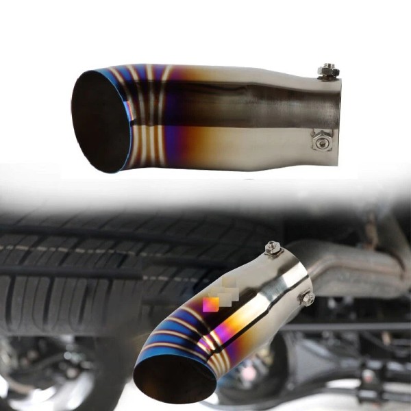 Unbranded JDM Titanium Burnt Blue Tip Stainless Exhaust Muffler 2.5"