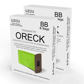 16 Pack Type BB Compact Canister Bags Replacement for Oreck XL Buster B Canister Vacuum bags PKBB12DW BB180 BB280 BB850 BB870 BB900 BB1000 MV160 with 2 Motor Filter