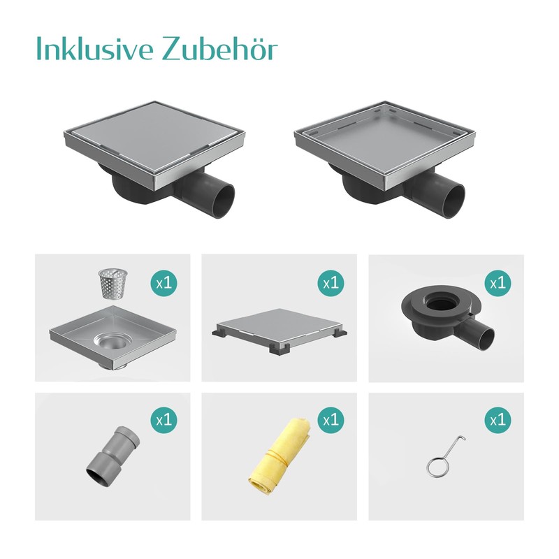 EMKE Drain Fitting Shower Tray, Shower Drain with Siphon Shower