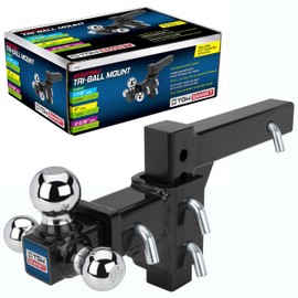 TowSmart Adjustable Tri-Ball Mount Hitch, 6,000-10,000 lbs Capacity, 2'' Receiver, 11.5'' Height Adjustment, Corrosion-Resistant, Fits Class III & IV