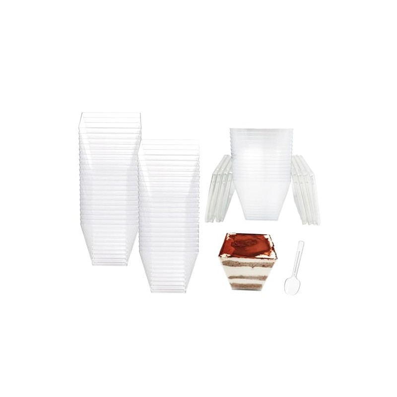 50 Pack 8 oz Plastic Dessert Cups with Lids and