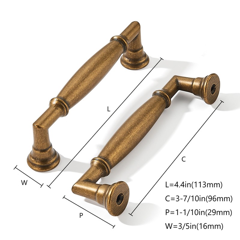 khtumeware 10 Pack 3-3/4 Inch(96mm) Antique Brass Cabinet Pulls Heavy