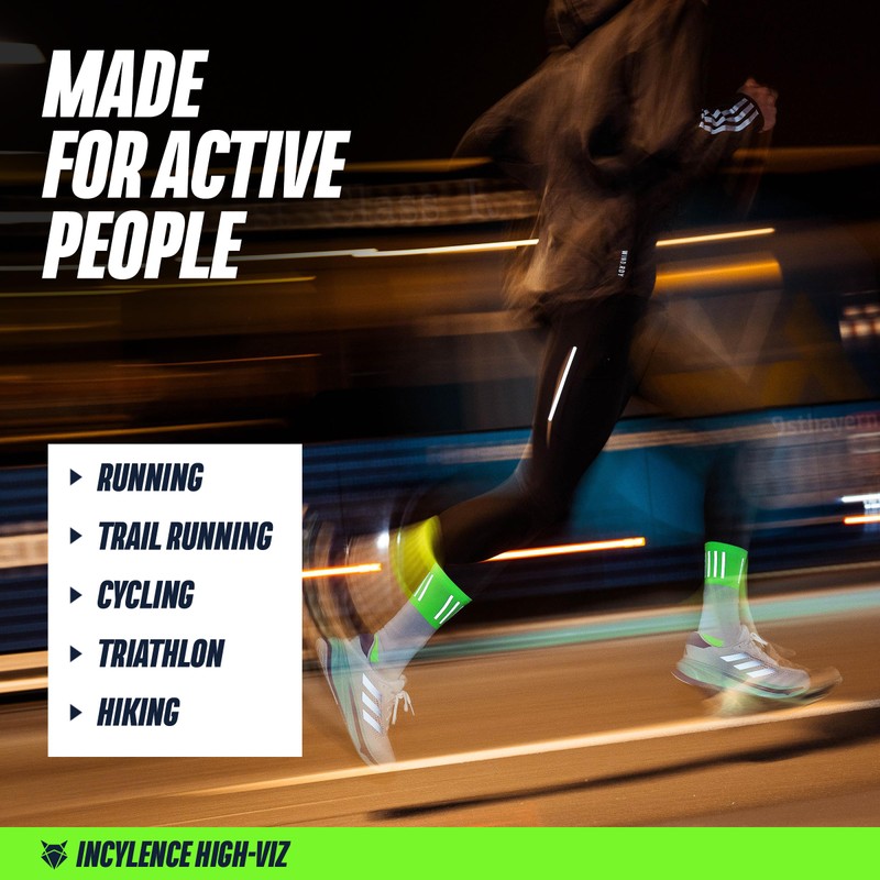 INCYLENCE High Viz Running Socks with Reflectors - Functional and