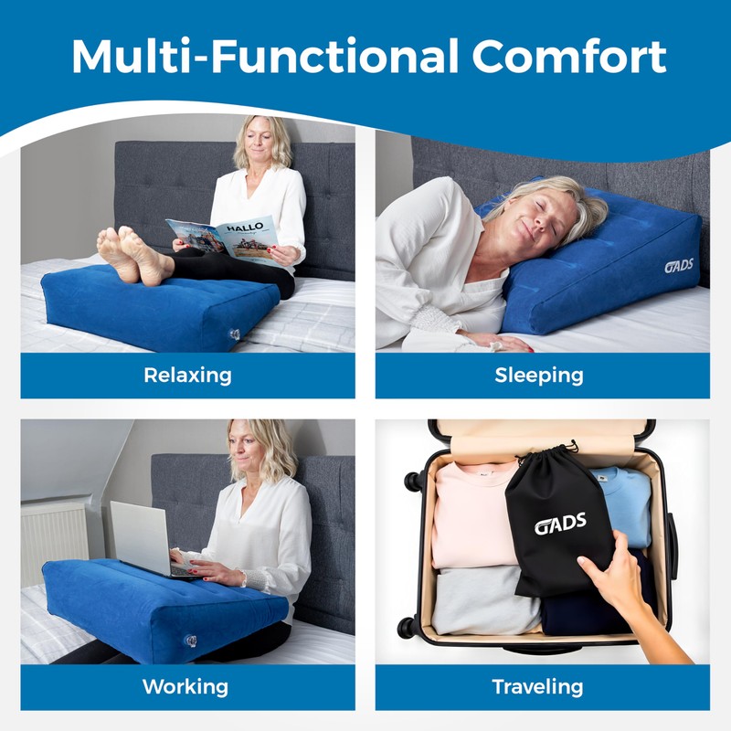 Gads Inflatable Wedge Pillow for Sleep and Comfort – Portable