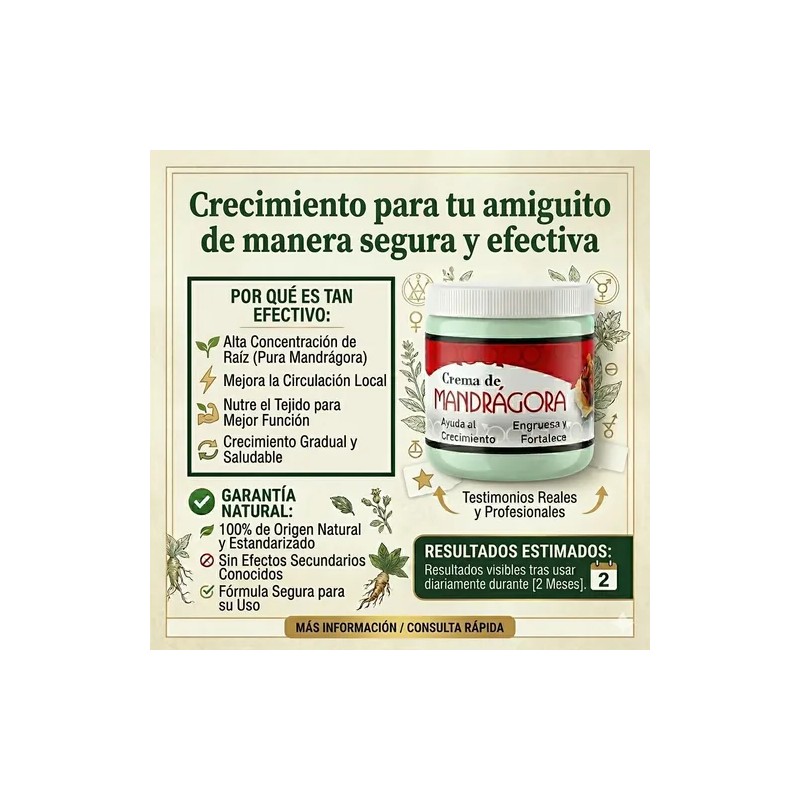 Crema De Mandragora Natural Crecimiento Y Engrosamiento