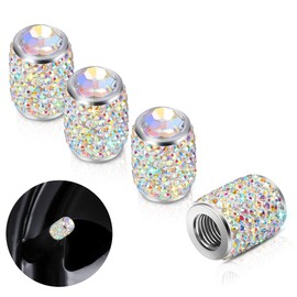 Bling Tire Stem Valve Caps, Crystal Tire Caps Shinny Rhinestone Universal Car Dustproof Tire Valve Caps for Car SUV Motorcycle Bicycle Truck (AB)