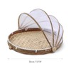 Hand Woven Food Basket with Mesh Cover, Fly Proof Function,