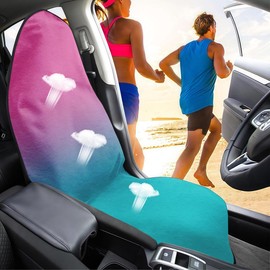 Car Seat Cover Towel, for Gym, Workout, Running, Swimming, Beach and Hiking, Universal Fit Non-Slip Waterproof Sweat Towel Bucket Seat Covers for Drivers Cars SUV Trucks (Pink and Green)