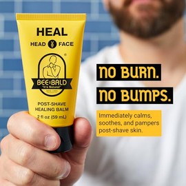 Bee Bald- Bálsamo curativo para después del afeitado HEAL para hombres, calma y alivia inmediatamente la piel dañada, trata los granitos y el enrojecimiento.