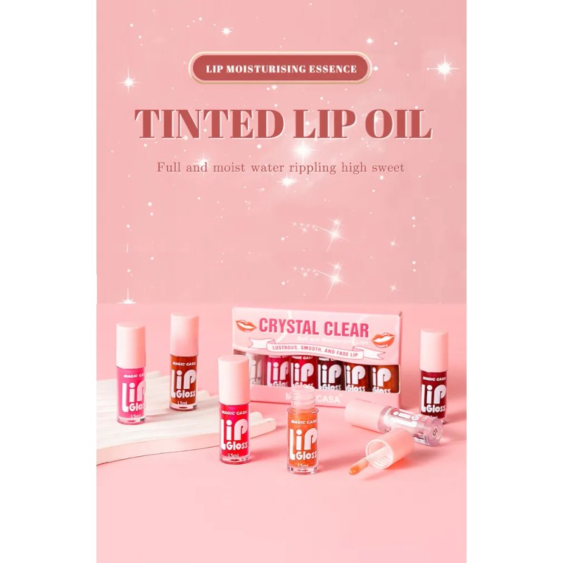 Set De 6 Brillos Labiales Cristal Hidratantes Y Duraderos