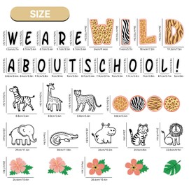 Safari We are Wild about School Bulletin Board Set Jungle Classroom Cutouts Animals Theme Wall Decor Classroom Decorations Sign Paper for Primary School Kindergarten Middle School