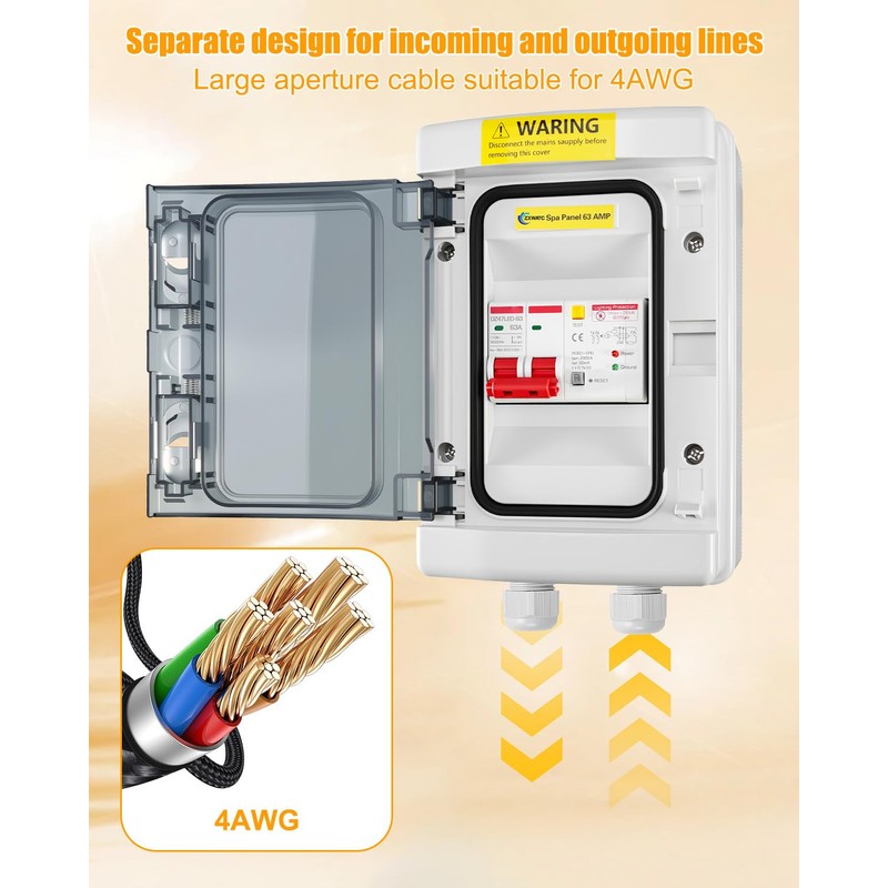 SPA Panel Disconnect GFCI Switch 63A Circuit Breaker Box Surge