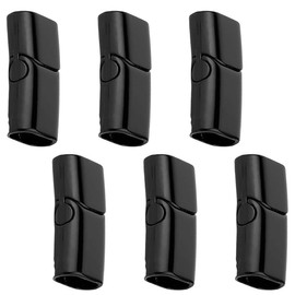 ZXUPOI 6 pieces 12 x 6 mm bracelet clasps magnetic end caps for jewellery making in stainless steel rectangle for leather rope necklace leather strap buckle hole