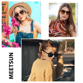 MEETSUN Polarized Sunglasses for Women Men Trendy Classic Retro Designer Style Fashion UV400 Protection 3 PACK Black Light Brown Tortoiseshell