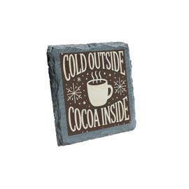 Cold Outside Cocoa Inside Slate Coaster – Winter Hot Cocoa Design (slco-ds24-coccirg)