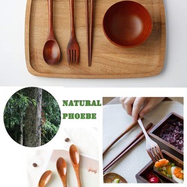 Busnos Wooden Utensils for Eating 24 Pcs Wooden Cutlery Set Reusable Cooking Travel Wooden Spoons Forks Lunch Utensils Silverware Set for Lunch Portable Wood Flatware Set for Eating