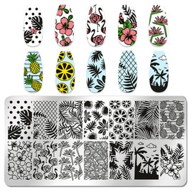DANNEASY 6 Pieces Nail Stamp Flower Butterfly Leaf Nail Stamping Abstract Nail Stencils Stamping Plates for Nails Manicure Template Nail Art Tools DIY Nails Accessories (Nature Series)